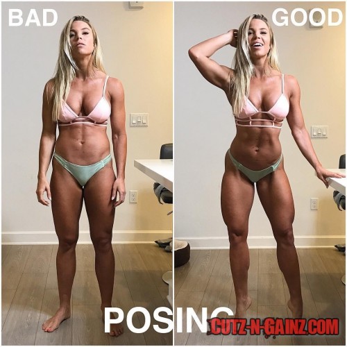 Das bekannte Fitness Model Lauren Drain Kagan (@laurendrainfit) zeigt den Unterschied zwischen einem schlechten und einem guten Posing. Lauren Drain ist zertifizierte Krankenschwester.